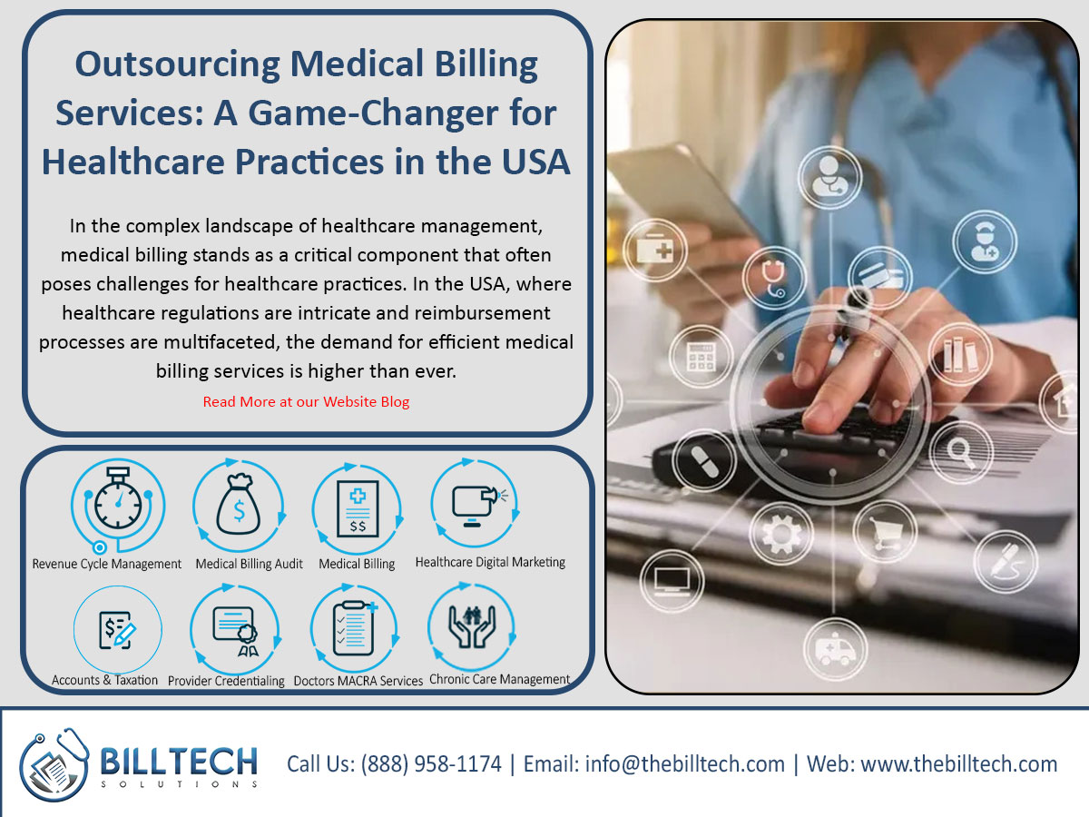 Outsource Medical Billing: We offer Medical Billing Services to practices of all sizes. BillTech Solutions takes care of all the revenue cycle process aspects to ensure your practice avoids claim denials. As a leading medical billing company in the USA, we stand out among the top providers in the industry.